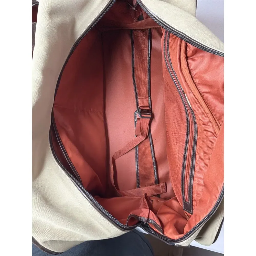 RARE Tumi Beige Brown Red LXT Duffle Underseat Cabin Bag Microfiber FXT 23152SW